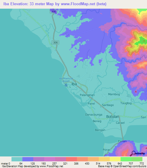 Iba,Philippines Elevation Map