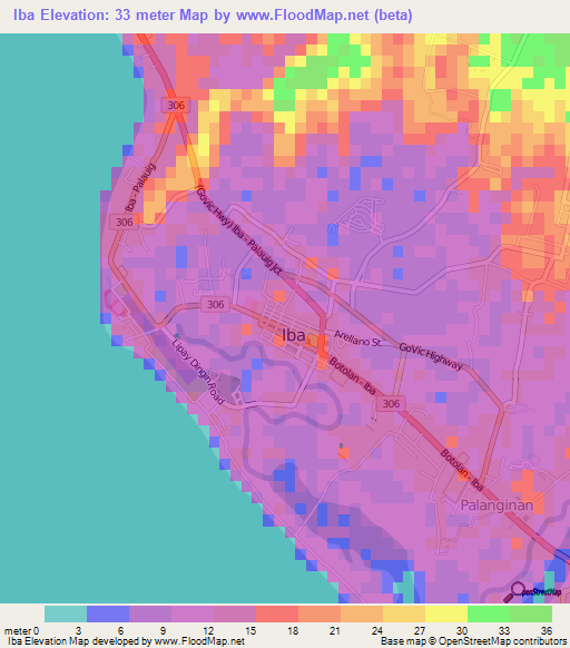Iba,Philippines Elevation Map