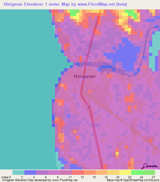 Hinigaran,Philippines Elevation Map