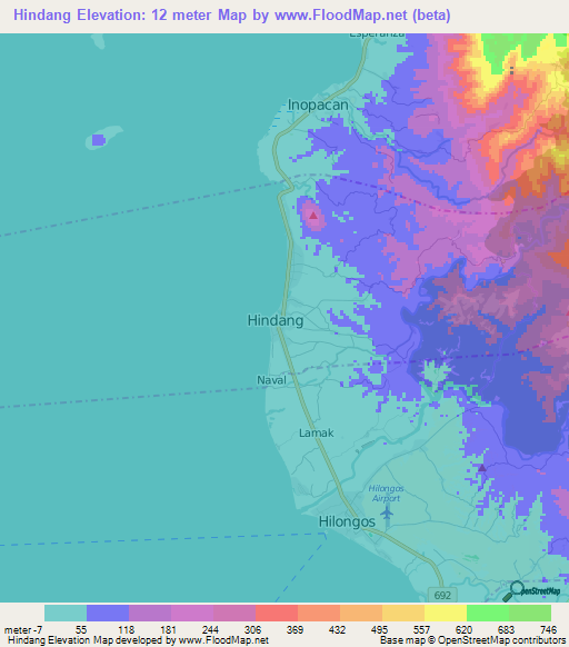 Hindang,Philippines Elevation Map