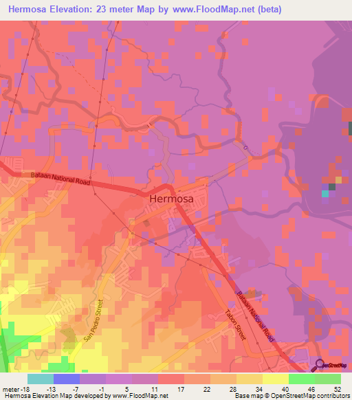 Hermosa,Philippines Elevation Map