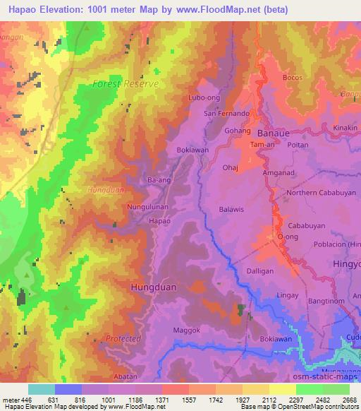 Hapao,Philippines Elevation Map