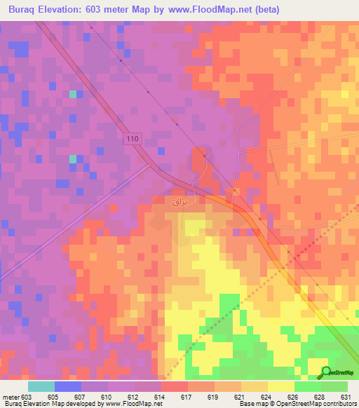 Buraq,Syria Elevation Map
