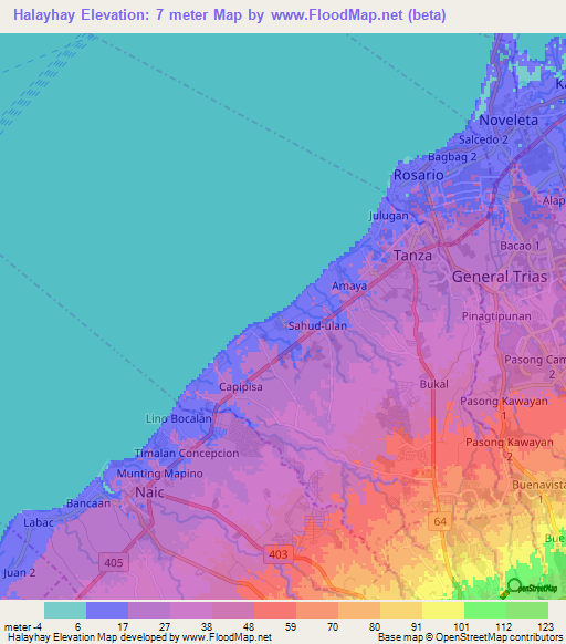 Halayhay,Philippines Elevation Map