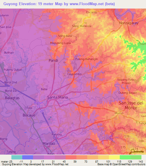 Guyong,Philippines Elevation Map