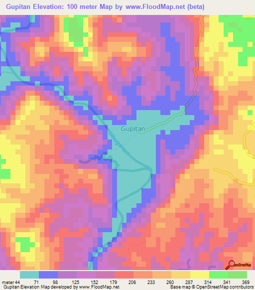 Gupitan,Philippines Elevation Map