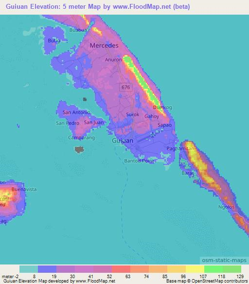 Guiuan,Philippines Elevation Map