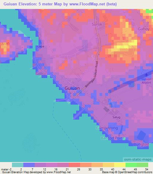 Guiuan,Philippines Elevation Map