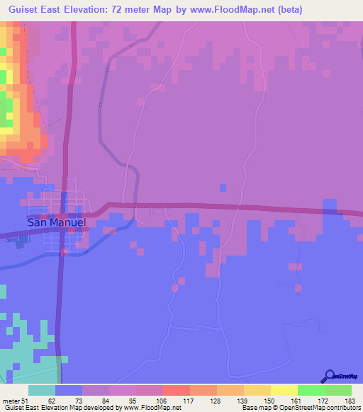 Guiset East,Philippines Elevation Map