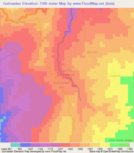 Guinsadan,Philippines Elevation Map