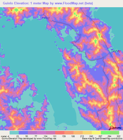 Guinlo,Philippines Elevation Map
