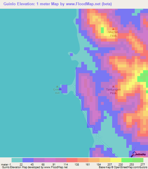 Guinlo,Philippines Elevation Map