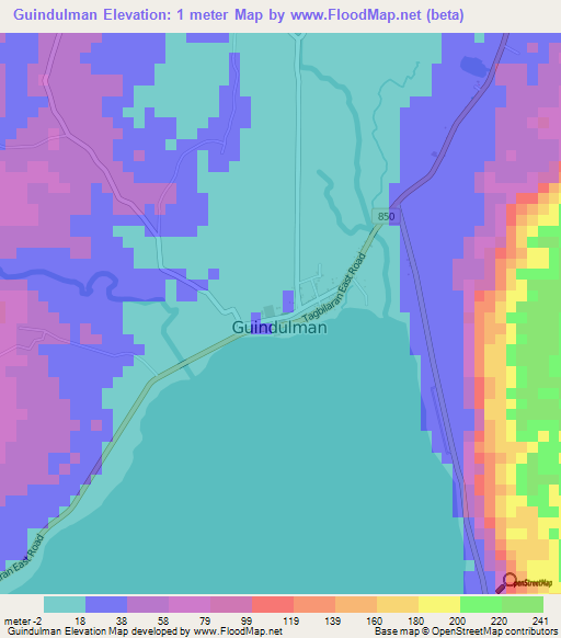 Guindulman,Philippines Elevation Map