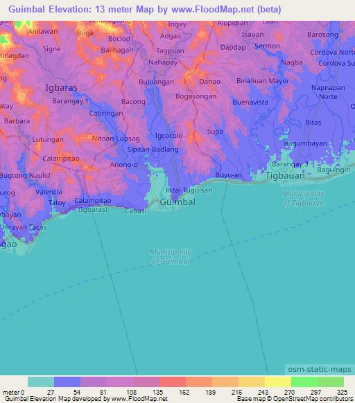 Guimbal,Philippines Elevation Map