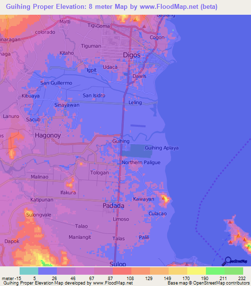 Guihing Proper,Philippines Elevation Map