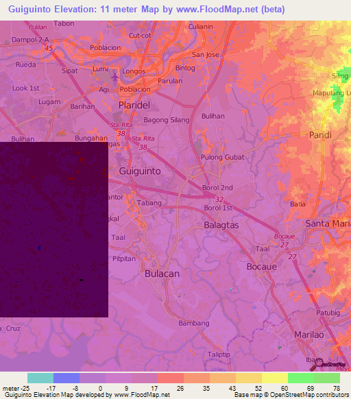 Guiguinto,Philippines Elevation Map