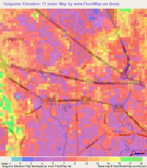 Guiguinto,Philippines Elevation Map