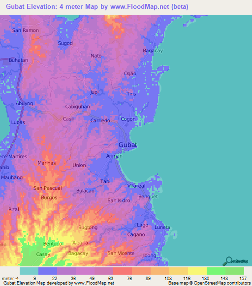 Gubat,Philippines Elevation Map