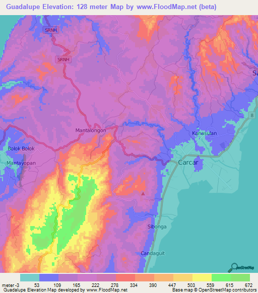 Guadalupe,Philippines Elevation Map