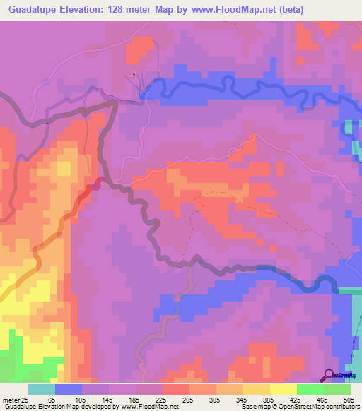 Guadalupe,Philippines Elevation Map