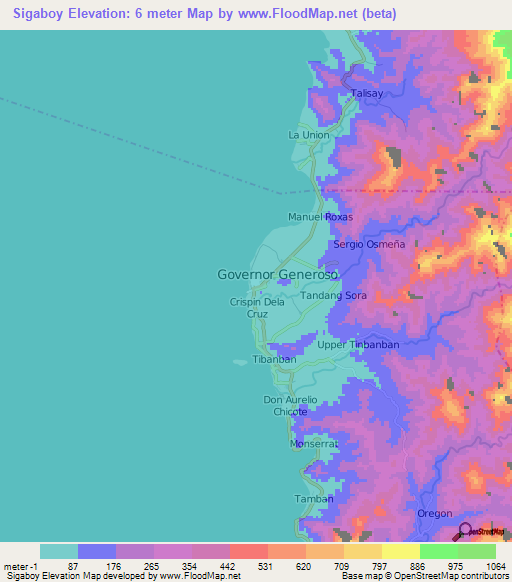 Sigaboy,Philippines Elevation Map