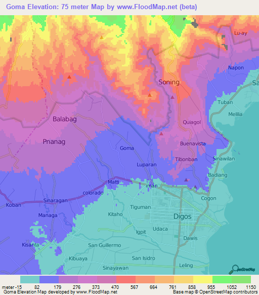 Goma,Philippines Elevation Map