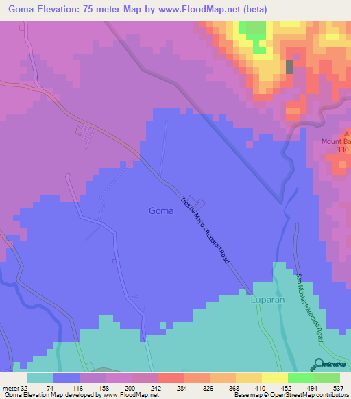 Goma,Philippines Elevation Map