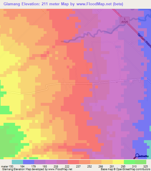 Glamang,Philippines Elevation Map