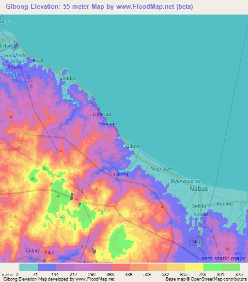 Gibong,Philippines Elevation Map