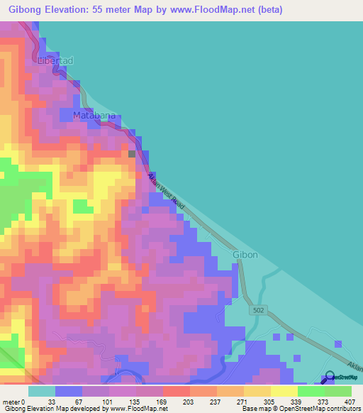 Gibong,Philippines Elevation Map