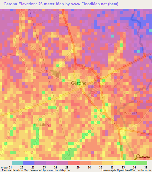 Gerona,Philippines Elevation Map