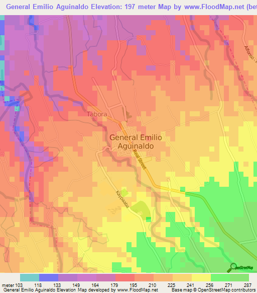General Emilio Aguinaldo,Philippines Elevation Map