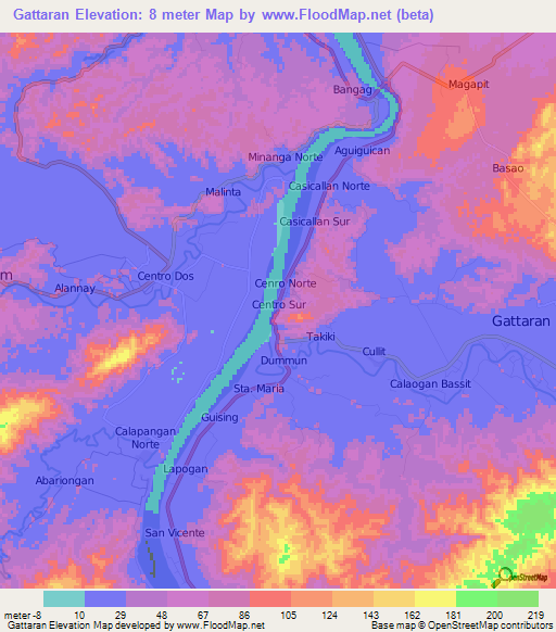 Gattaran,Philippines Elevation Map