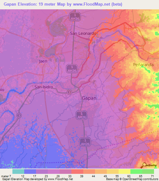 Gapan,Philippines Elevation Map