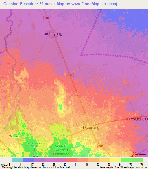 Gansing,Philippines Elevation Map