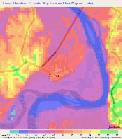 Gamu,Philippines Elevation Map