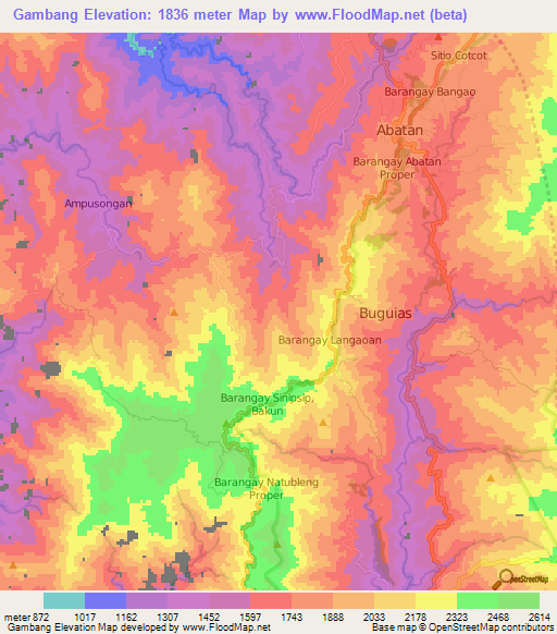Gambang,Philippines Elevation Map