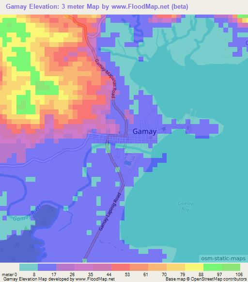 Gamay,Philippines Elevation Map