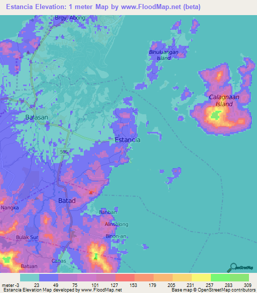 Estancia,Philippines Elevation Map