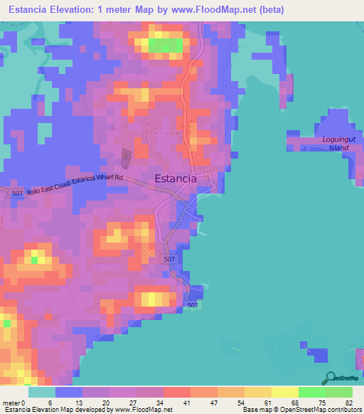 Estancia,Philippines Elevation Map