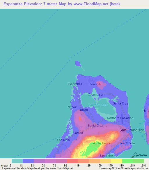 Esperanza,Philippines Elevation Map