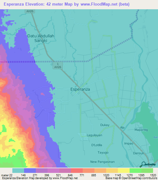 Esperanza,Philippines Elevation Map