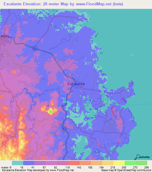 Escalante,Philippines Elevation Map