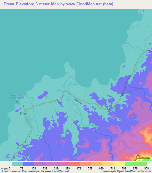 Eraan,Philippines Elevation Map