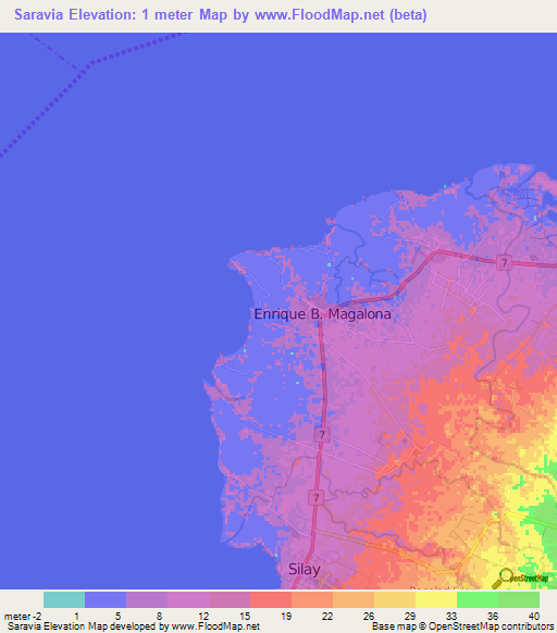 Saravia,Philippines Elevation Map
