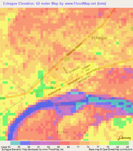 Echague,Philippines Elevation Map