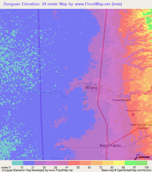 Dunguan,Philippines Elevation Map