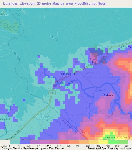 Dulangan,Philippines Elevation Map