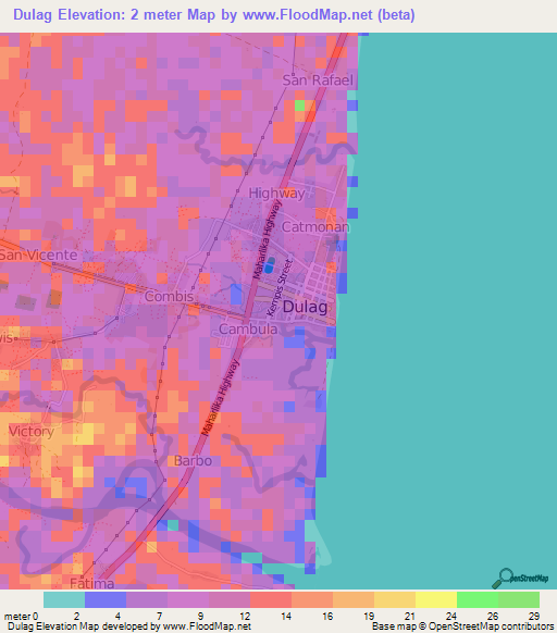 Dulag,Philippines Elevation Map