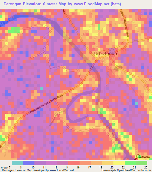 Darongan,Philippines Elevation Map